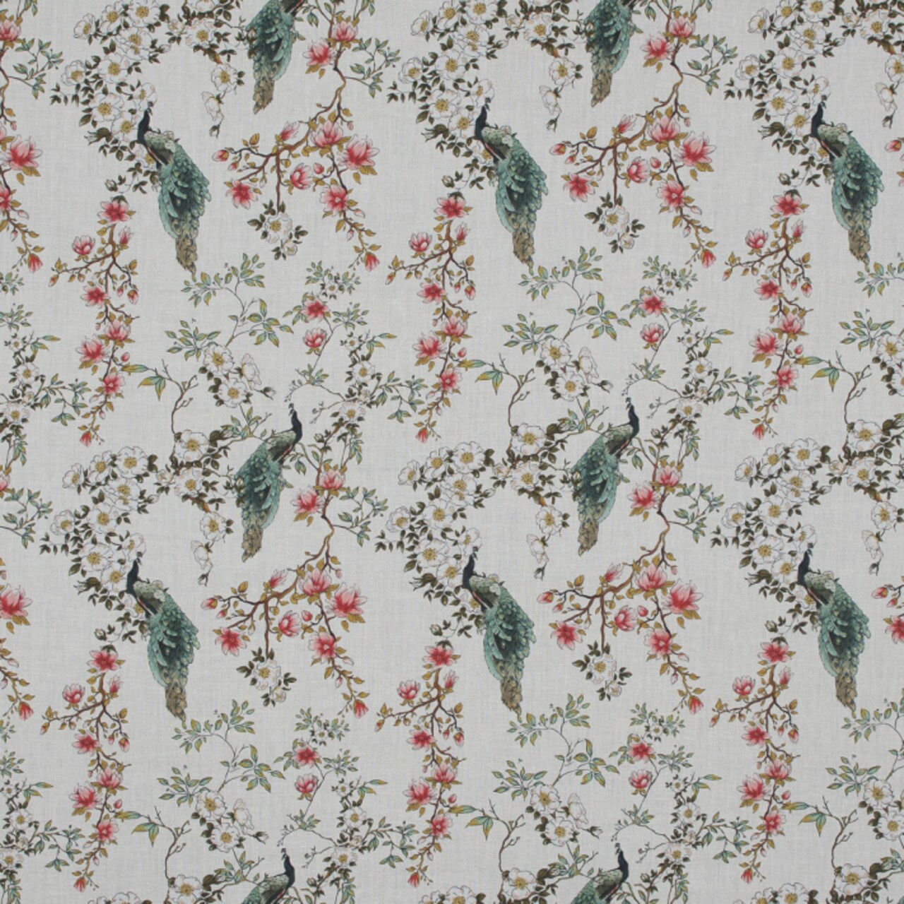 1 Yard Cotton Voile White Floral Dignity of Enlightenment Print Fabric